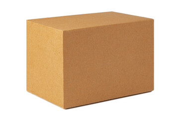 Brown cardboard box isolated on white background - obrazy, fototapety, plakaty
