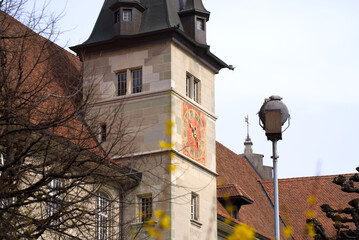 The Old Academy at the old town of Lausanne is the first school for protestant theology in French language (building dated 1587). Photo taken March 18th, 2022, Lausanne, Switzerland.