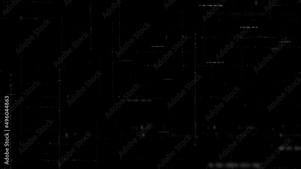 Leinwandbilder Futuristic abstract de-focus flowing data matrix, telemetry and encrypt numbers display with particles simulation for head up display in cyber space environment loop background