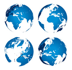 Blue earth globe isolated on white background