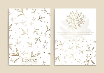 Gold and white luxury invitation card design with vector ornament pattern. Vintage template. Can be used for background and wallpaper. Elegant and classic vector elements great for decoration.