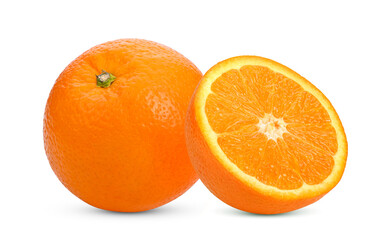 Valencia orange or Navel orange on white background. full depth of field
