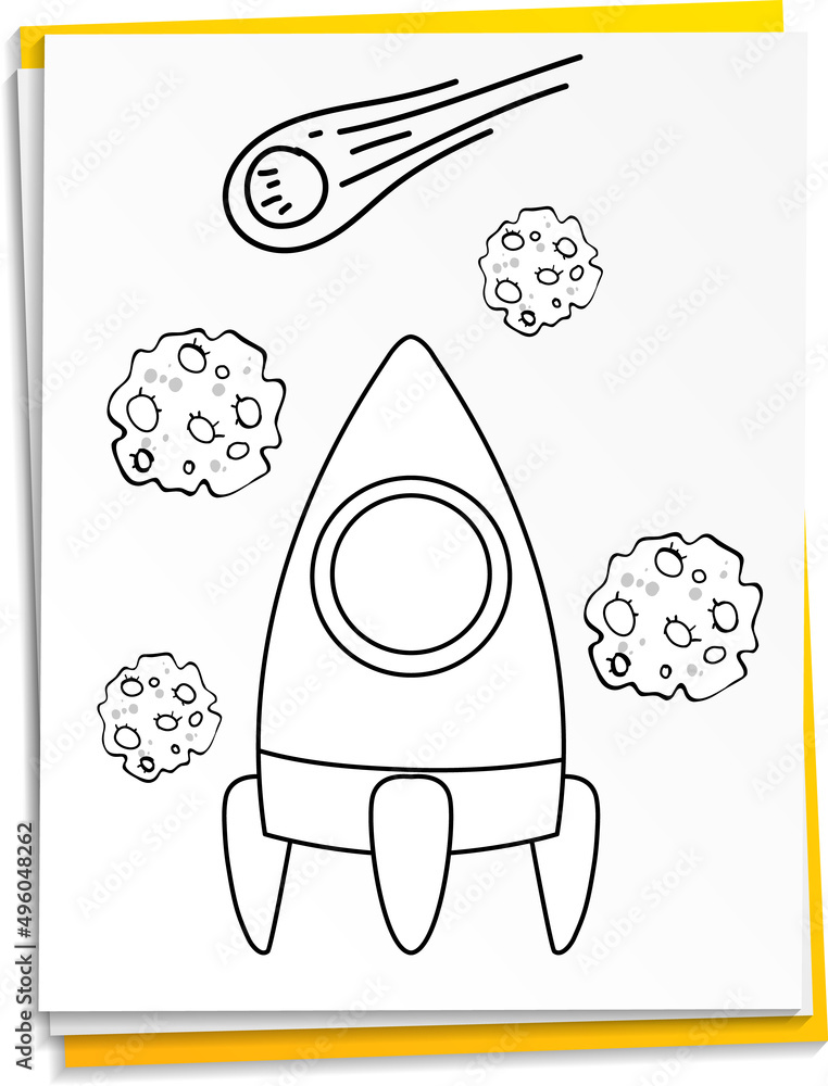 Wall mural hand drawn rocket on paper