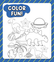 Worksheets template with color fun! text