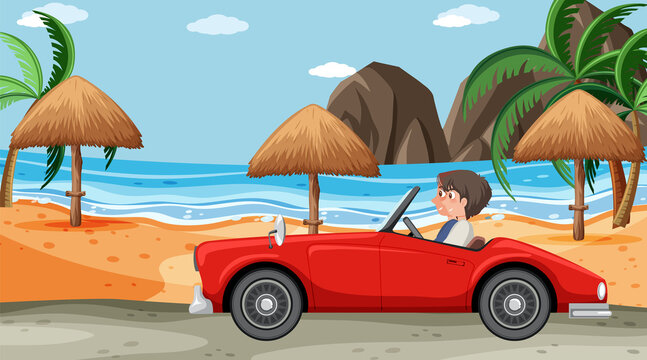 Classic car for a vacation roadtrip concept