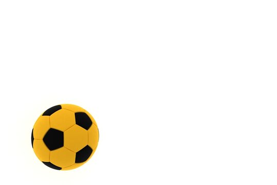 3d rendering yellow soccer ball on white background, 3d illustration