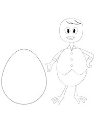 Cute Little Chick with Egg