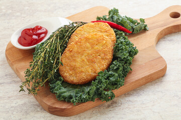 Fried crusty potato hashbrown pancake