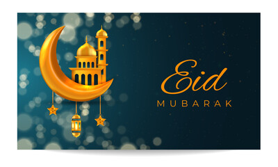 Eid Mubarak Sale Banner Islamic Greeting Background Vector