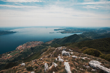 view from the mountain of the lake garda