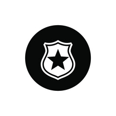 Badge icon flat design black color isolated.Sheriff icon