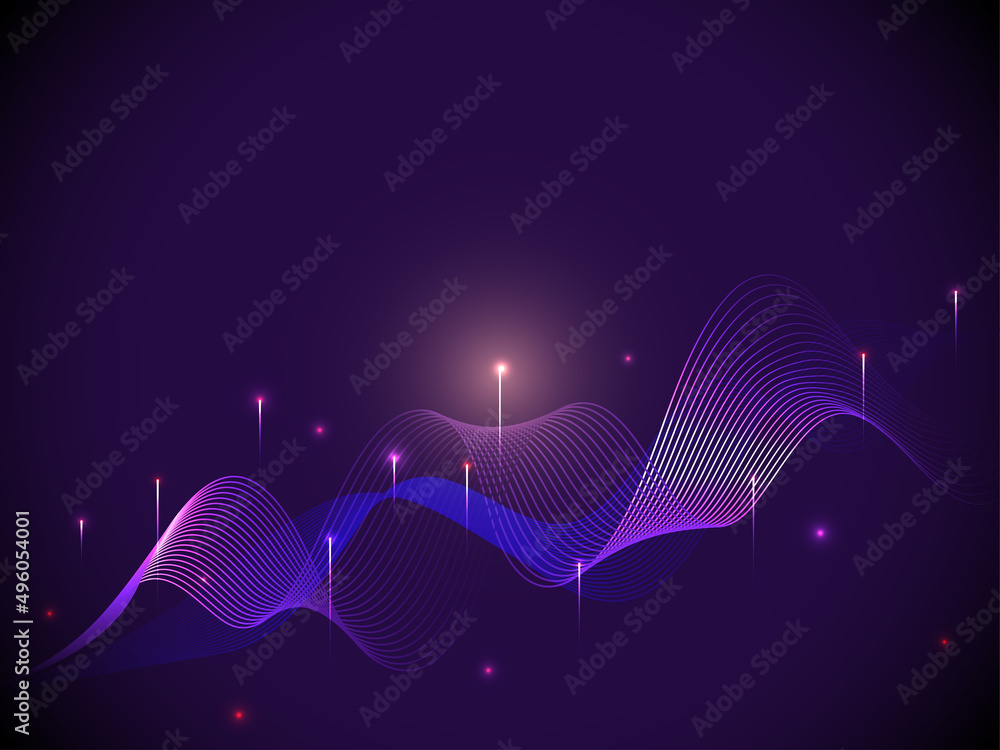 Poster abstract wavy lines motion background with vertical light lines.