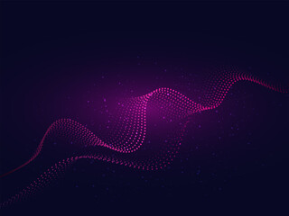 Abstract Purple Light Effect Background With Pink Dotted Wave Movement.