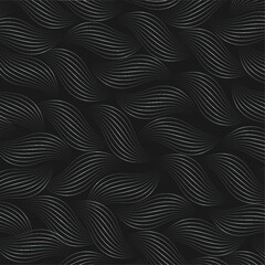 Intricate Pipple Curly Strip Pattern Background In Black And Gray Color.