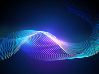 Abstract Gradient Particles Wave Motion Background With Lights Effect.