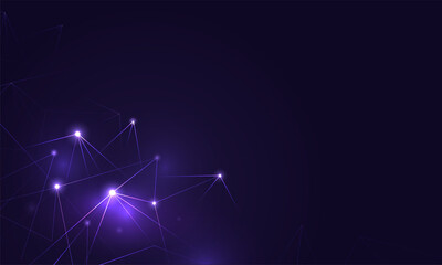 Polygon Lines And Light Effect On Dark Blue Background.