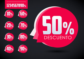 Descuento, Discount spanish text, Editable online sale.