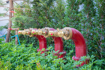 Fire department connection (90 Degree )on footpath outside the building.The fireplug standpipes...