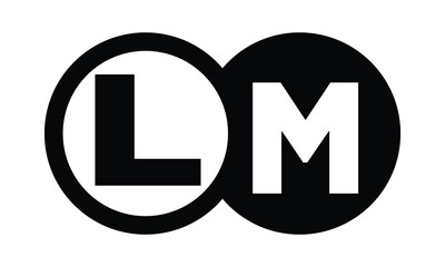 LM two letter monogram type swoosh letter logo design vector template.