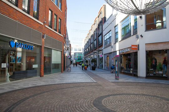 Shops and banks inside the Parkway shopping Centre in Newbury, Berkshire in the United Kingdom