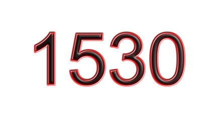 red 1530 number 3d effect white background