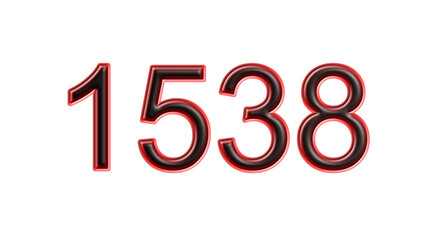 red 1538 number 3d effect white background
