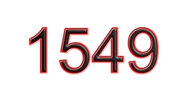 red 1549 number 3d effect white background