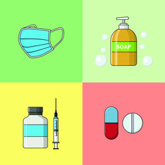 Vector of  medicine and vaccine flat design