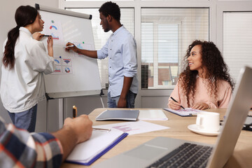 Obraz premium Team of employees working together in office. Startup project