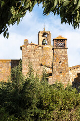 picturesque tower in the medieval village of pals on the costa brava in northern spain