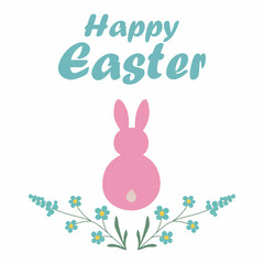 Happy Easter bunny with flowers