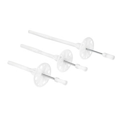 Metal nail, self-tapping screw, screw with a plastic dowel for construction work and repair on a white isolated background.