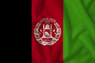 Afghanistan flag with fabric texture. Close up shot, background