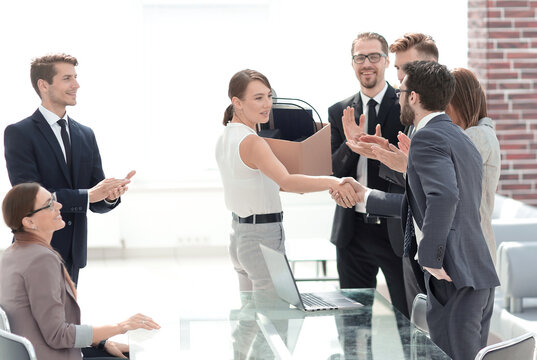 First Meeting Of A Young Employee With A Business Team