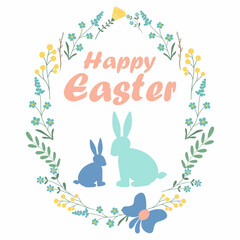 Obraz premium Happy Easter poster with bunnies