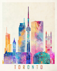Toronto landmarks watercolor poster