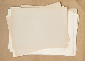 Folder with old yellowed paper sheets.