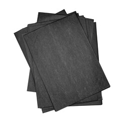 Black paper background. Blank sheet of black paper on a white background