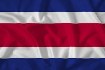 Costa Rica flag with fabric texture. Close up shot, background