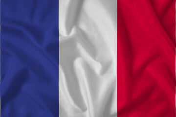 Obraz premium France flag with fabric texture. Close up shot, background