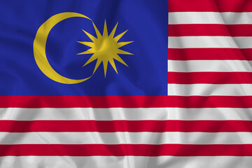 Malaysia flag with fabric texture. Close up shot, background