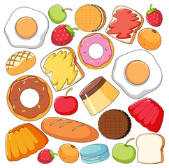 Seamless background design with many desserts