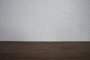Wooden shelves on white wooden background For display