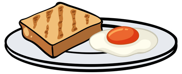 Toasted bread and fried egg on the plate