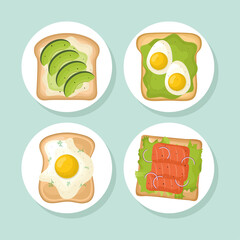 four breakfast toasts
