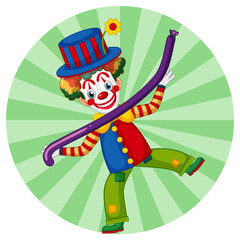Naklejka premium Colourful clown cartoon character
