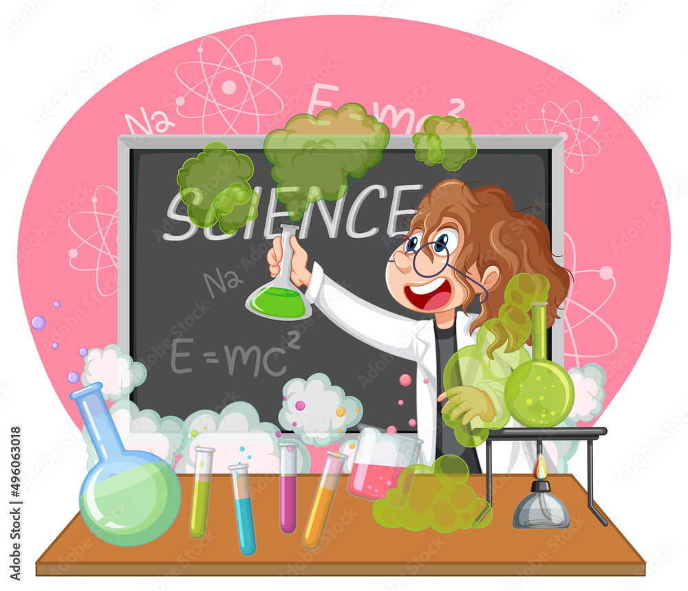Wall mural a scientist experiment in the lab on white background