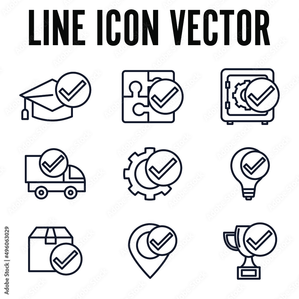 Poster check mark set icon symbol template for graphic and web design collection logo vector illustration