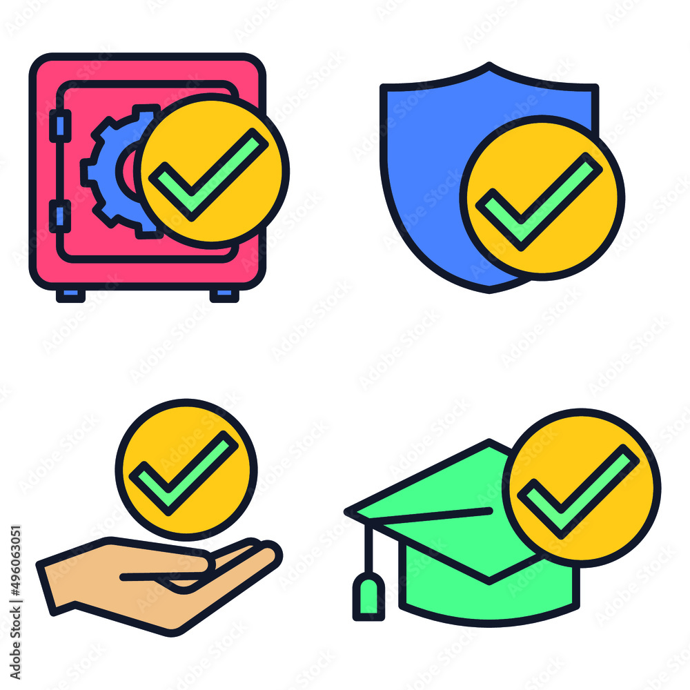 Poster check mark set icon symbol template for graphic and web design collection logo vector illustration