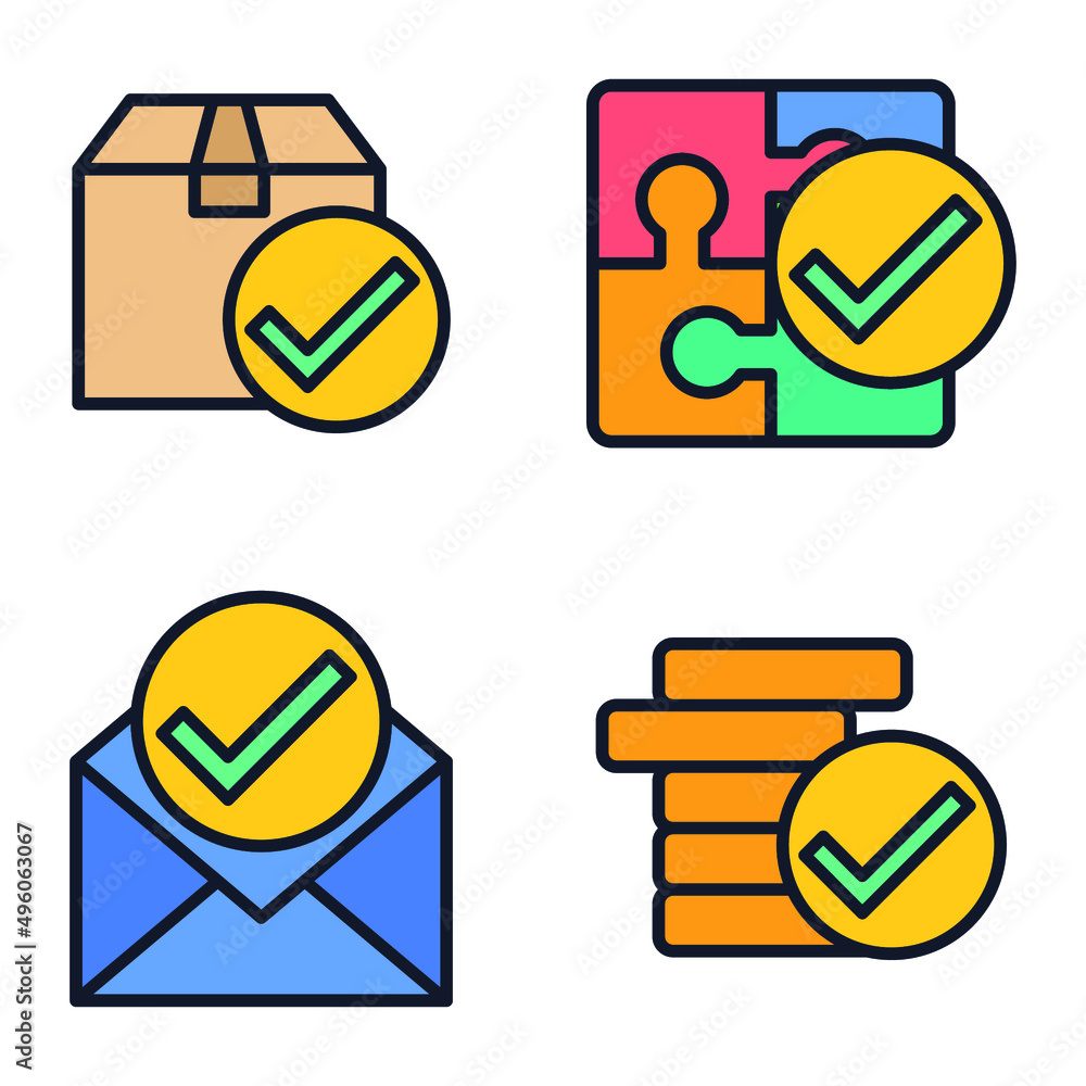Poster check mark set icon symbol template for graphic and web design collection logo vector illustration